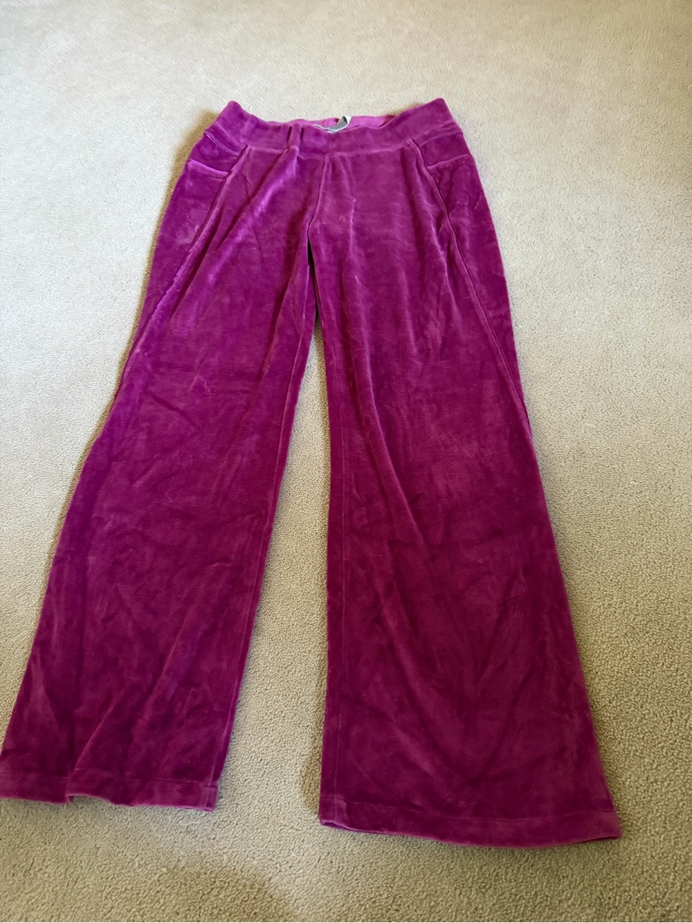 Nike Kids Wide-Leg Velour Pants - Fuchsia
